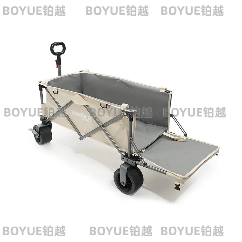 Outdoor Camping Trailer - ฉันใช้รถเข็นพับได้สำหรับตั้งแคมป์กลางแจ้ง รถพ่วงแคมป์ปิ้ง รถเข็นปิกนิก โต๊ะพกพา รถเข็นแบบลากสำหรับการสังสรรค์