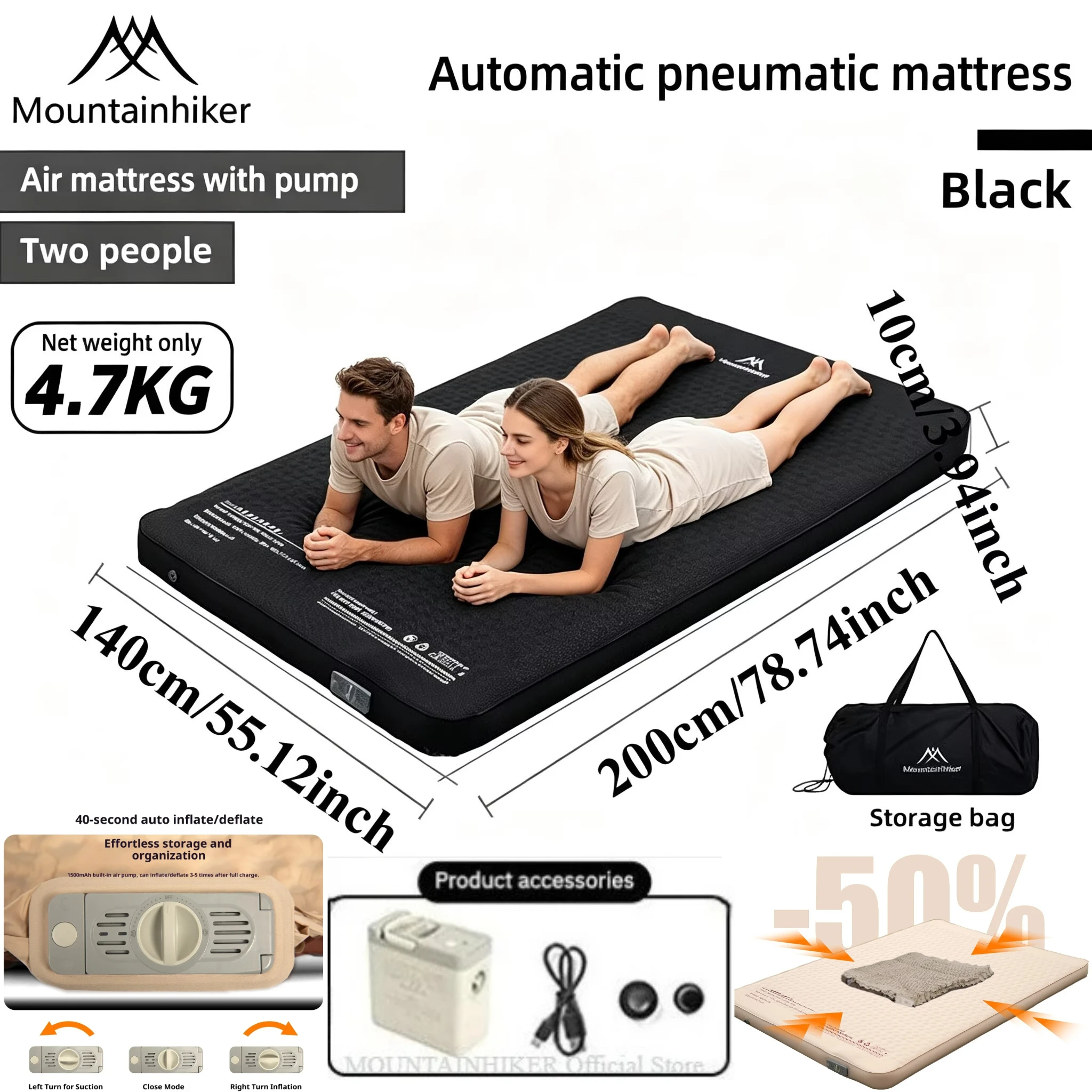 Outdoor Inflatable Camping Tent With Air Pump - ที่นอนเป่าลม MOUNTAINHIKER รุ่น Cheese Camp Bed