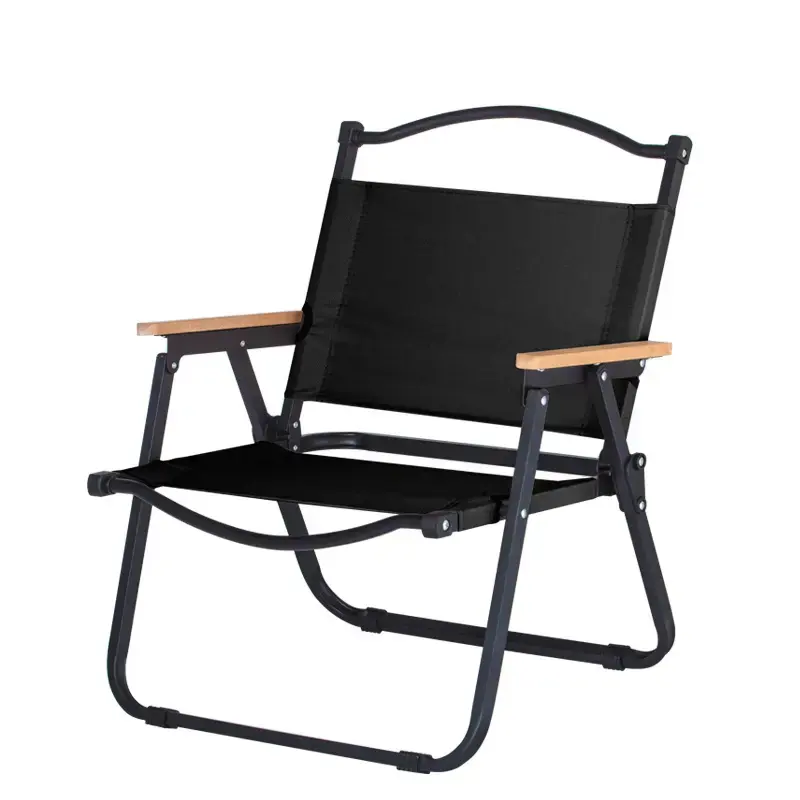 Quality Outdoor Camping Chairs - เก้าอี้พับคุณภาพสูงแบบพกพาสำหรับตั้งแคมป์กลางแจ้ง ใช้ในสวน ลายไม้ โครงโลหะ พร้อมโลโก้ที่ปรับแต่งได้