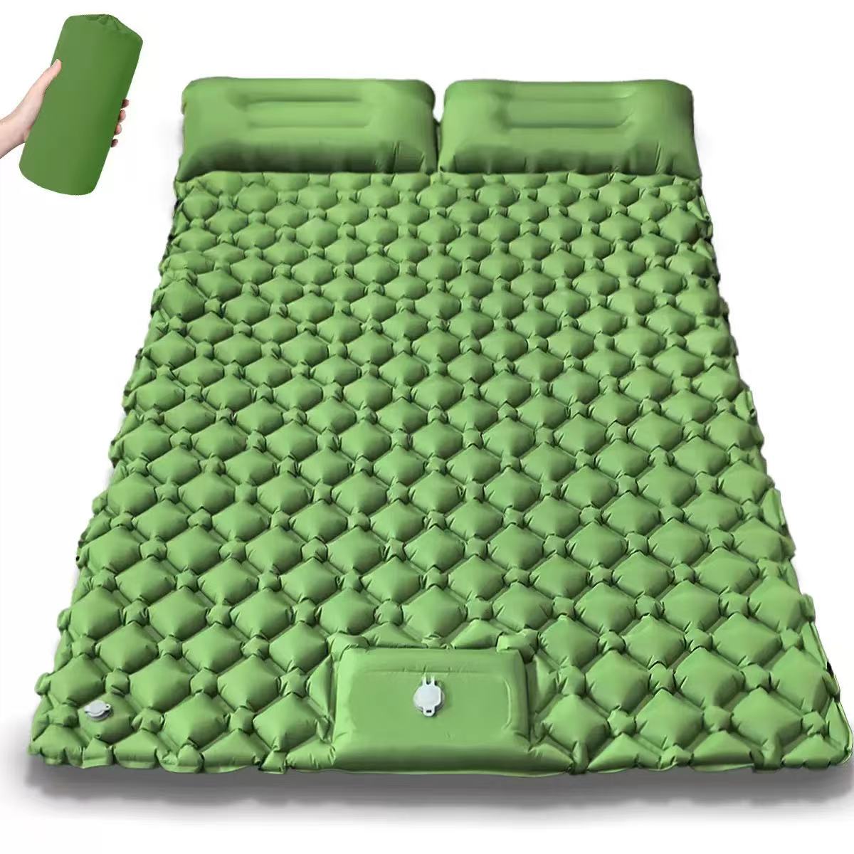 Outdoor Inflatable Camping Tent With Air Pump - ที่นอนเป่าลมสำหรับตั้งแคมป์พร้อมหมอน ที่นอนเป่าลมสำหรับนักท่องเที่ยวกลางแจ้ง ที่นอนเป่าลมอัตโนมัติสำหรับการเดินป่าและปีนเขา ลดราคาพิเศษ
