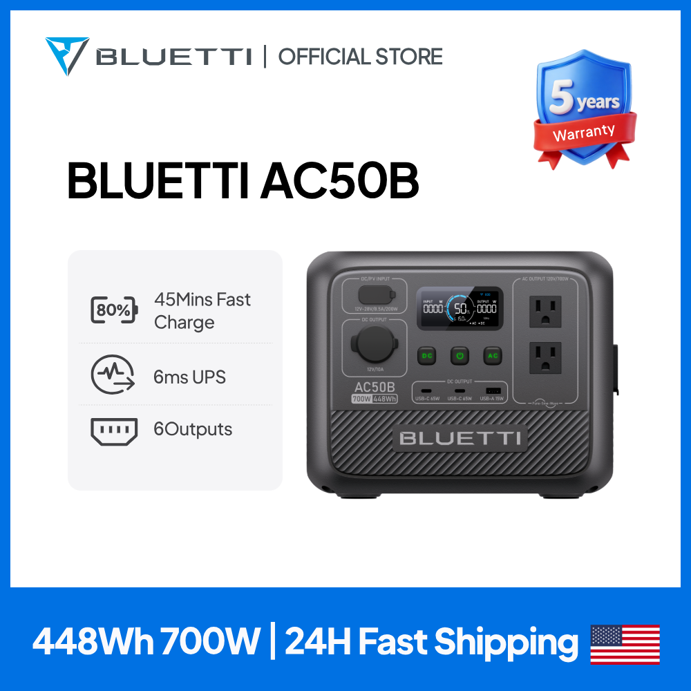 Outdoor Camping Outfit - สถานีไฟฟ้าพกพา BLUETTI AC50B 700W 448Wh แบตเตอรี่