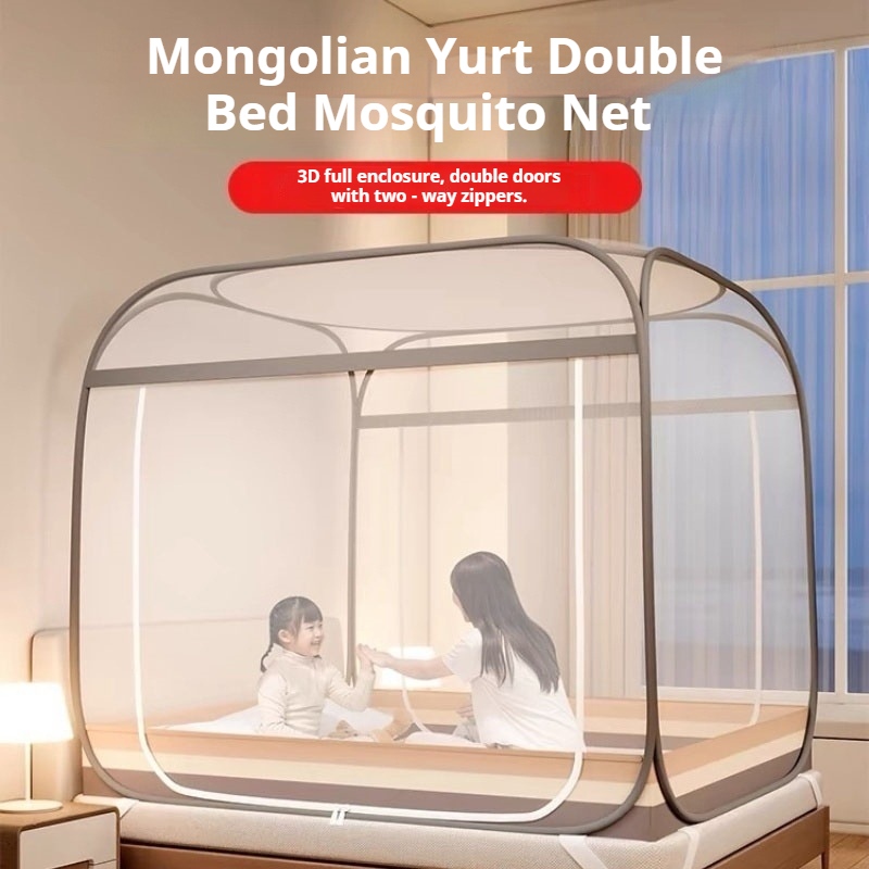 Outdoor Yurt Camping - มุ้งครอบเตียงคู่แบบมองโกเลีย สำหรับเด็ก - ปลอดภัย ป้องกันการตก ตาข่ายและโครงหนา