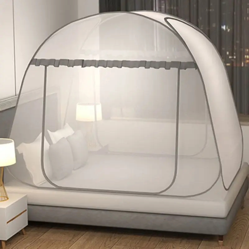 Outdoor Yurt Camping - Simple Yurt มุ้งกันยุงแบบพกพาเต็นท์เดี่ยวเตียงคู่สําหรับผู้ใหญ่พับสองชั้นตาข่ายสุทธิ Breathable ยุงสุทธิ