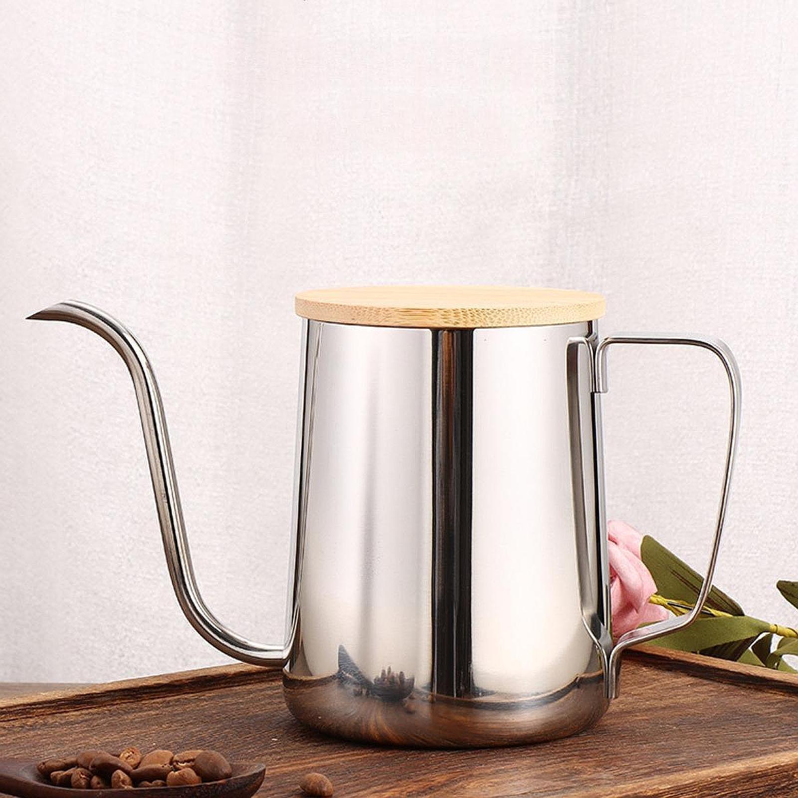Outdoor Indoor Camping - เทกว่ากาต้มน้ํากาแฟหม้อ 600ml ยาวหม้อชาหยดกาแฟกาต้มน้ําสําหรับกลางแจ้งในร่มบาร์กาแฟหยดของขวัญ