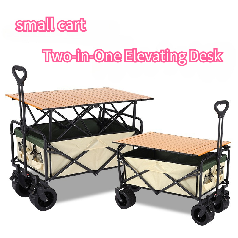 Outdoor Camping Trailer - รถเข็นแคมป์ปิ้งแบบพับได้–รถเข็นอเนกประสงค์แบบพับได้สำหรับกิจกรรมกลางแจ้ง,รถพ่วงแบบพกพาสำหรับปิกนิก,ชายหาด,เดินป่า,รถเข็นมือแบบรับน้ำหนักได้มากพร้อมล้อ