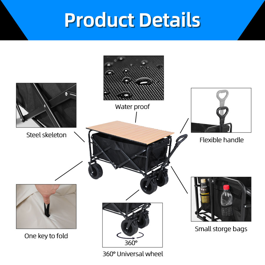 รถเข็นพับได้ขนาดใหญ่ รับน้ำหนั - Outdoor Camping Trailer บทวิจารณ์และราคา